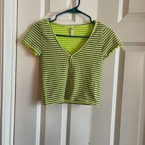Striped neon yellow shirt
